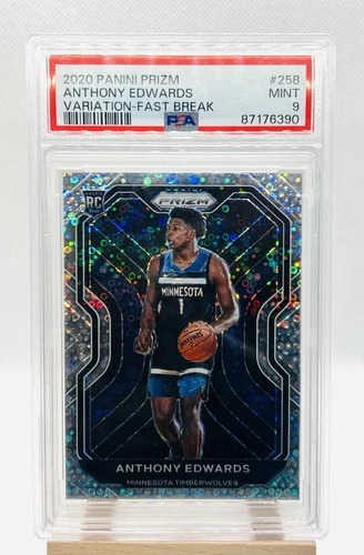 2020-21 Panini Prizm- (RC) Variation Anthony Edwards #258 Fast Break Prizm PSA 9