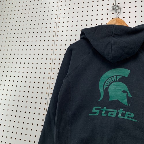 MSU Michigan State Spartans Zip Hoodie Sweatshirt Womens Medium Black 19x23 - Picture 13 of 13