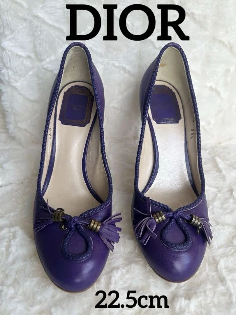 Escarpins Christian Dior talon ruban cuir violet EU35,5/US5,5 65356c