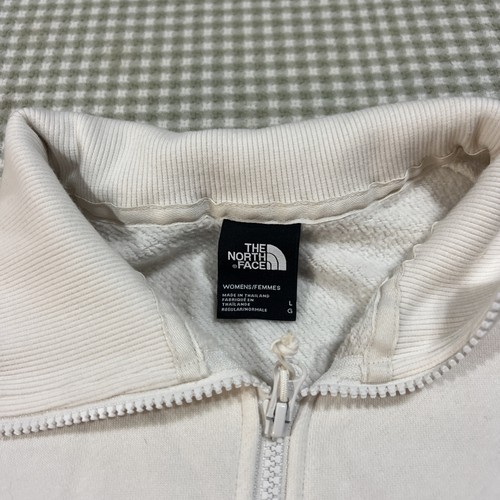 The North Face Quarter Zip Pullover Simple Logo Woman’s Large Cream Sweatshirt - Picture 2 of 7