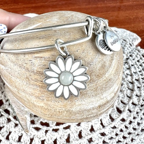 Daisy Alex And Ani Bracelet Silver Beaded Bangle Charm Flower Summer Wedding