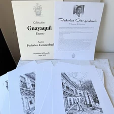 Vintage Art Prints Portfolio Guayaquil Ecuador by Federico Gonzenbach Set of 11