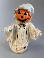 Pumpkin Head Ghost Light Up Halloween Tabletop Shelf Decor