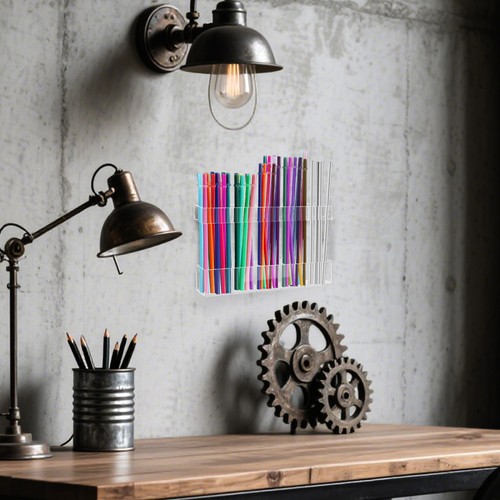  Acrylic Straw Stand Reusable Container for Wall Cabinet Door Holder - Bild 11 von 12