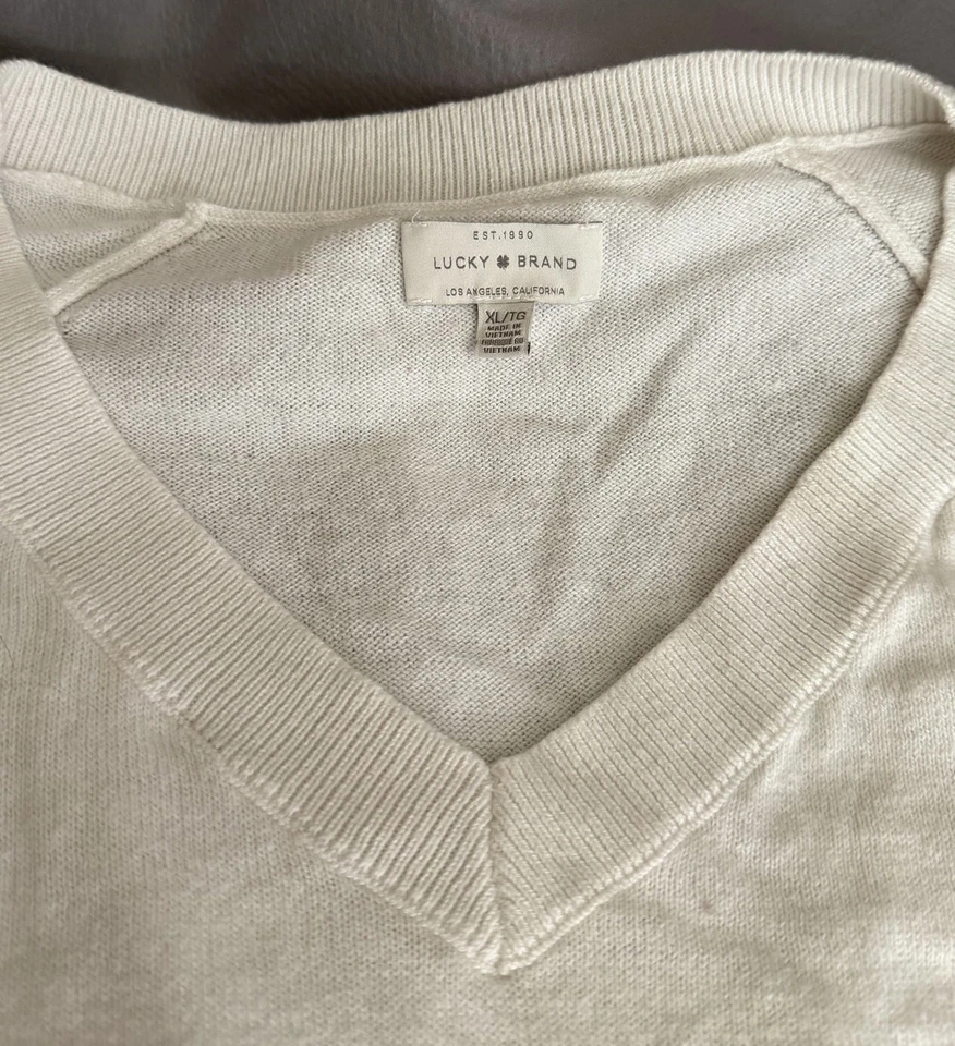 Suéter Lucky Brand Para Mujer XL Malvavisco Crema Suave Grunge Costero Abuela Foto 3 de 4