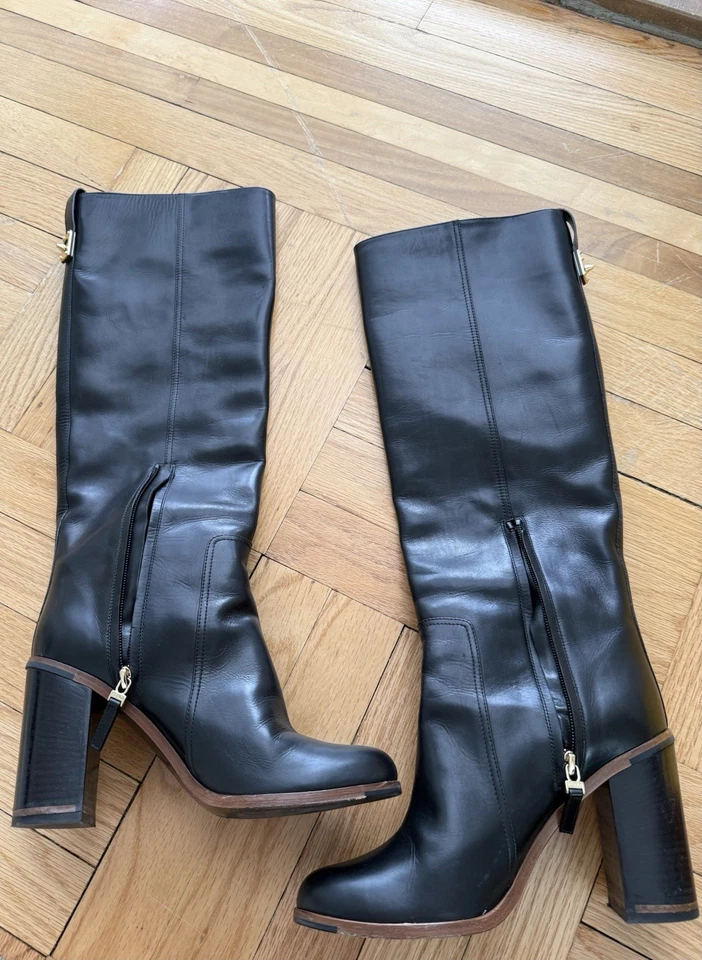 $1550 全新 100% 正品 Fendi 过膝黑色皮靴 尺寸 39 9 — 第 2/4 张图片