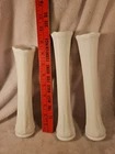 3 Vintage Westmoreland Paneled Grape ? Milk Glass Swung Bud Vase Lot
