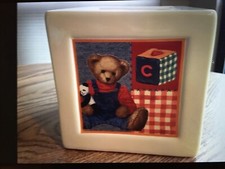Blue Jean Teddy Ceramic Bank