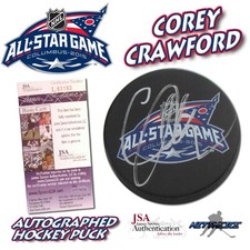 COREY CRAWFORD Signed 2015 NHL ALL STAR PUCK BLACKHAWKS- JSA #L93190