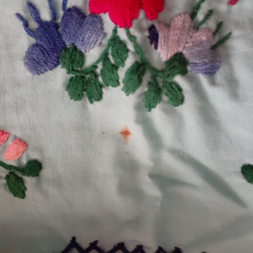 Little Girl's Mexican Boho Peasant Dress Blue with Floral Embroidery 6-6X - Picture 7 of 9
