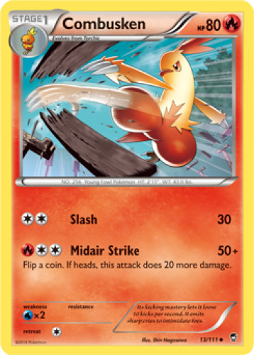 1x Combusken 13/111 REVERSE HOLO XY Furious Fists Pokemon TCG Card MP