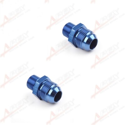 US 2PCS Straight AN-10 AN10 Male To 3/8'' BSP BSPP Aluminum Fitting Adapter Blue