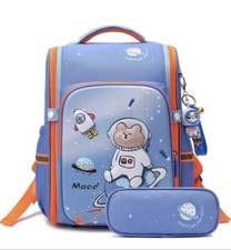 NEW Elementary School Backpack Space Theme Maod Astronaut Bear Kids Blue