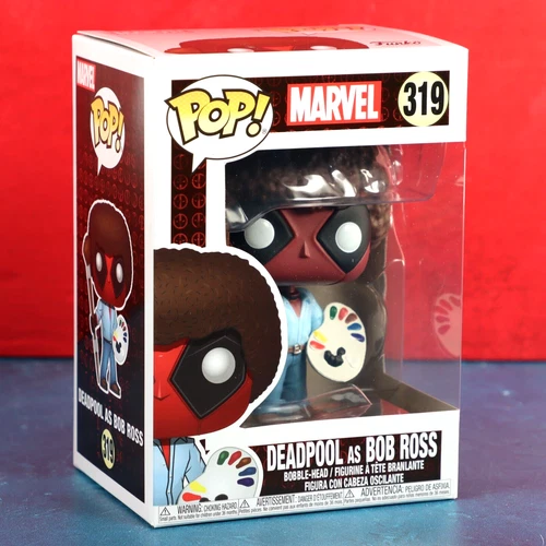 Funko Pop Vinyl Deadpool As Bob Ross 319 Parody Figure Marvel 2018 W/ Protector