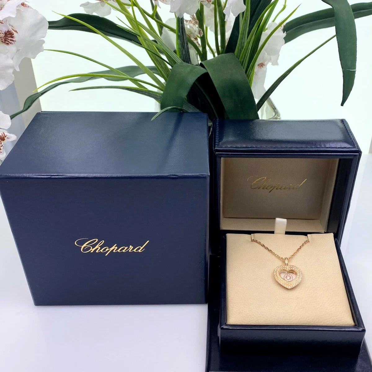 Chopard Happy Hearts Diamond Rose Gold Pendant Necklace 18K 16
