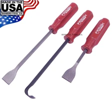 Wilde 3pc Gasket Scraper Set 1" Face 11" Long 8" Short 11" Curved Made in USA