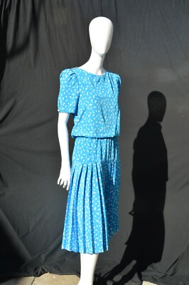 Vintage 80's Diane Von Furstenberg dress 70-80's polyester novelty print  DVF szM