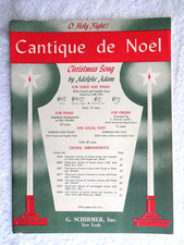 CANTIQUE DE NOEL O Holy Night - Med Low Voice Piano Sheet Music VTG Adam 1935