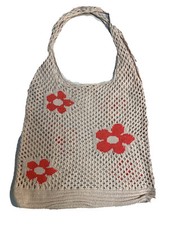 Crochet Women Retro Summer Hobo Bag Trendy Flower Knitted Shoulder Bags Mesh Flo