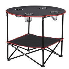 Folding Picnic Table Camping Folding Oxford Round Table With 4 Cup Holders Black Folding Picnic Table Camping Folding Oxford Round Table With 4 Cup Holders Black