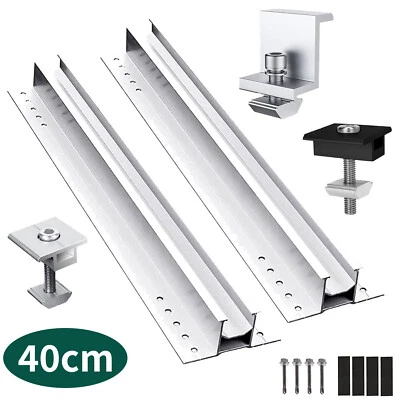 MARKENLOS 40CM Solarpanel Halterung Solarmodul Alu PV Montageschiene Flachdach Trapezblech