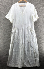 Shoulder Brand Long Dress Beige Womens Sz L 14-16 / 48 Short Sleeve Slit Sides