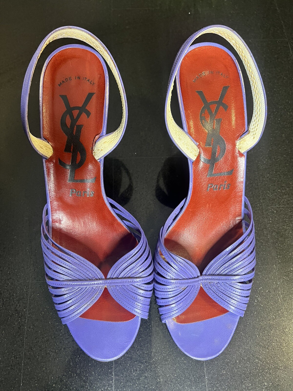 Tacchi Vintage YSL Yves Saint Laurent Pelle Vero Cuoio Made in Italy Taglia 8M