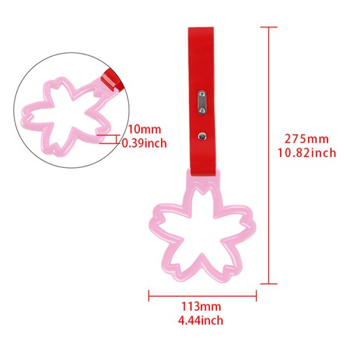 Pink Sakura Flower JDM Ring Tsurikawa Subway Train Bus Car Handle Strap -Red PVC - Picture 2 of 6