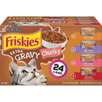 Purina Extra Gravy Chunky Chicken, Turkey, Salmon Beef Wet Cat Food-5.5oz/24ct
