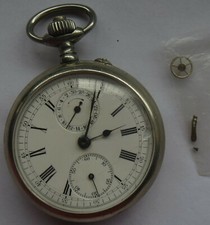 Vintage Chronograph pocket watch open face nickel chromiun case