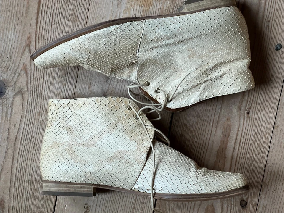 Vintage Theater-Schnürschuhe Python-Optik Echtleder 38,5 Comédie Française RAR - Bild 2 von 4