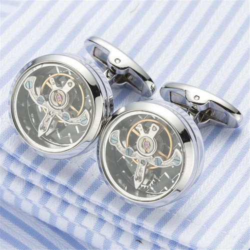 Funktionelle Tourbillon mechanische Uhr Manschettenknöpfe französische Manschettenknöpfe Herren Manschettenknöpfe - Bild 8 von 16