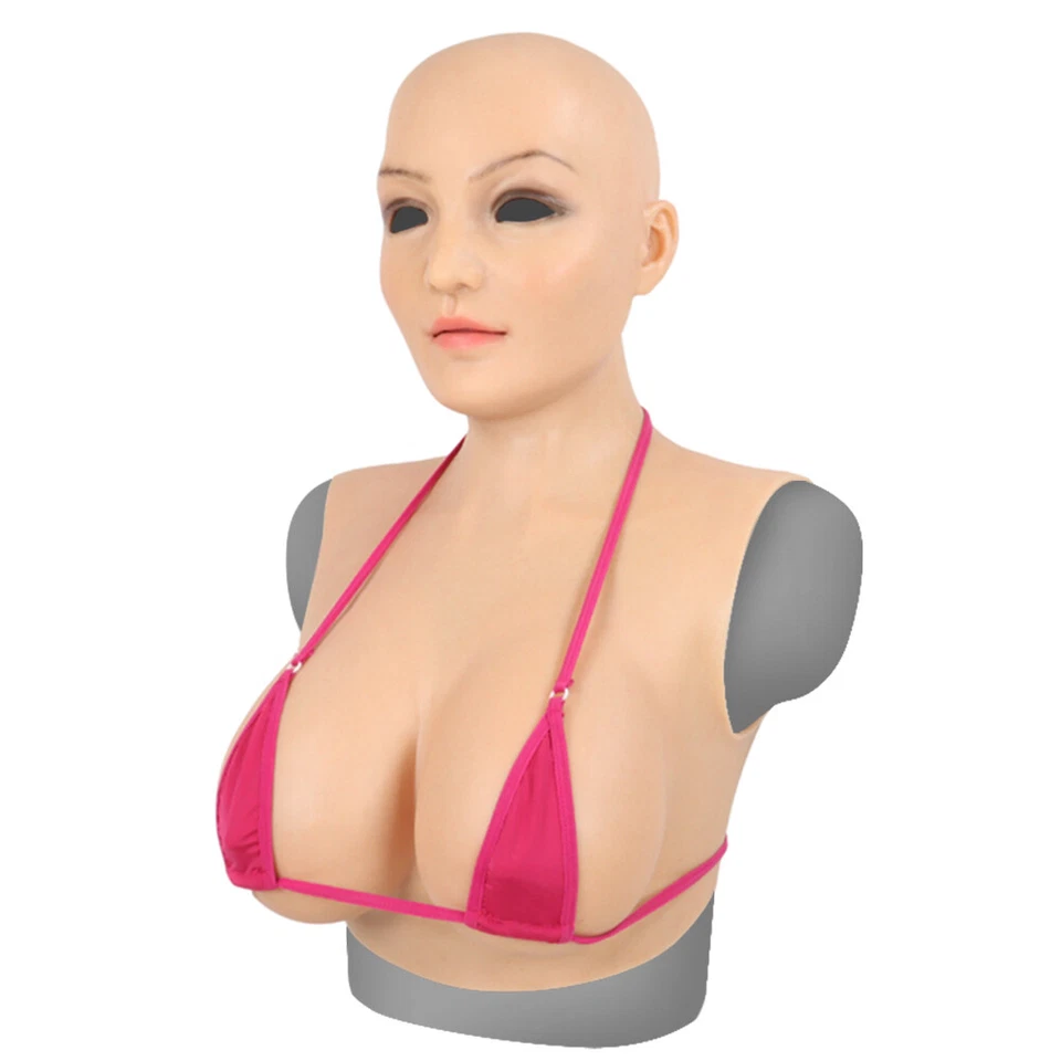KnowU Female Mask Silicone Headwear With Big Breast Forms D/E Cup Crossdress - Image 4 of 4