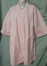 Charter Club Pink Robe 3/4 Sleeve Short Waffle Weave Lightweight  XS 42" BUST 