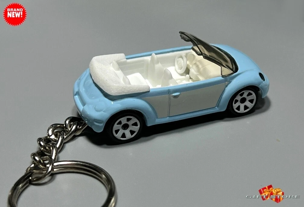 RARE KEY CHAIN BLUE VW NEW BEETLE VOLKSWAGEN BUG CONVERTIBLE