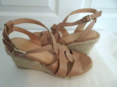 Francesca's Women'sTAN STRAPPY PLATFORM WEDGE Sandals HEELS/Shoes Beige Size 8M