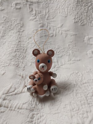 Russ Brown Teddy Bears Wood Wooden Christmas Holiday Ornament 2 3/4'' Tall