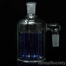 4.5” 14MM Clear 11 Arm Tree Ash Catcher 90° Hookah Glass Pipe Bubbler - BLUE