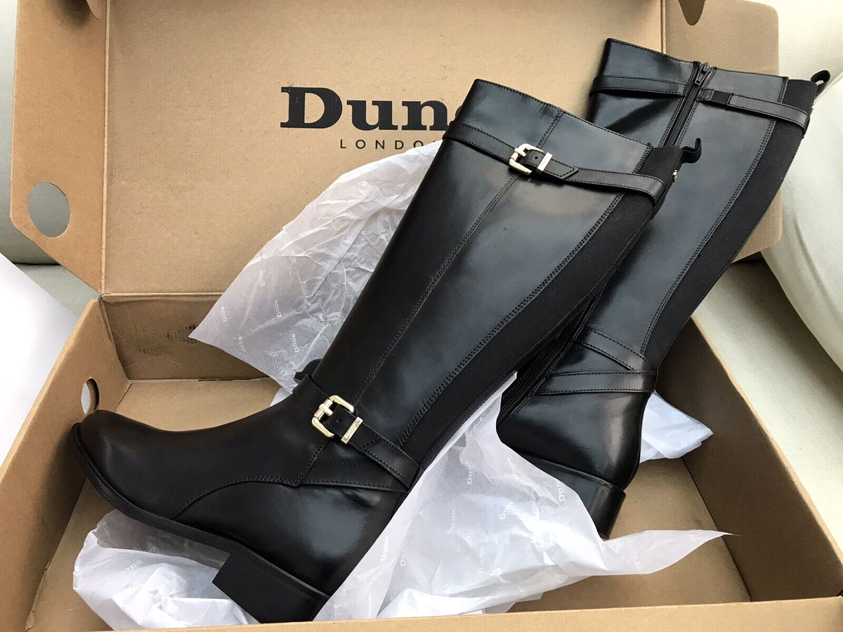 DUNE LONDON TEPI BLACK LEATHER KNEE HIGH BOOTS SIZE: 4/37 NEW