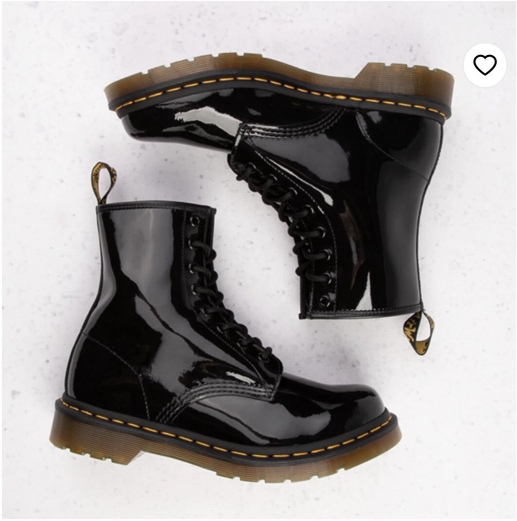 Black 1460 8 eye patent boots hotsell
