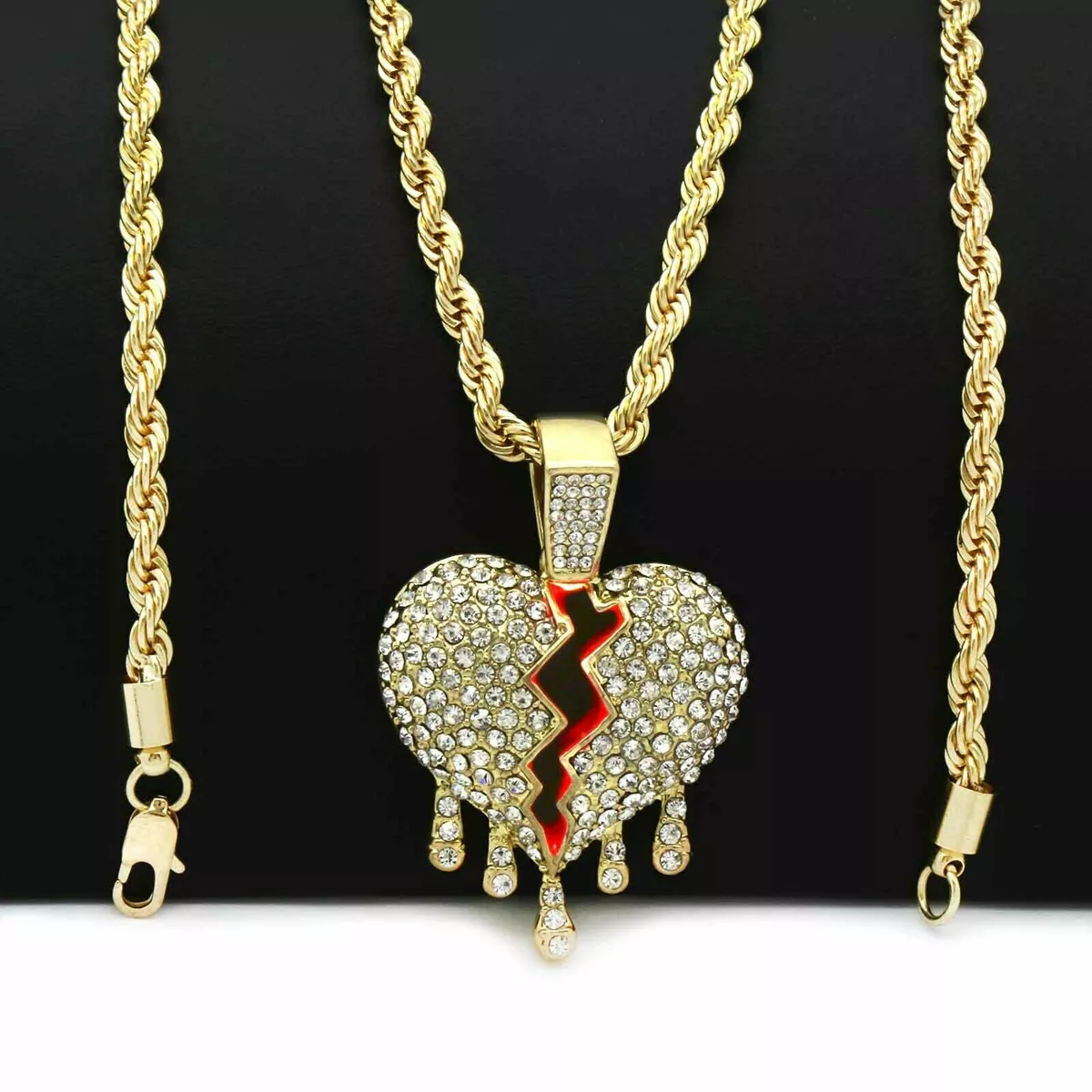 Iced out on sale heart necklace
