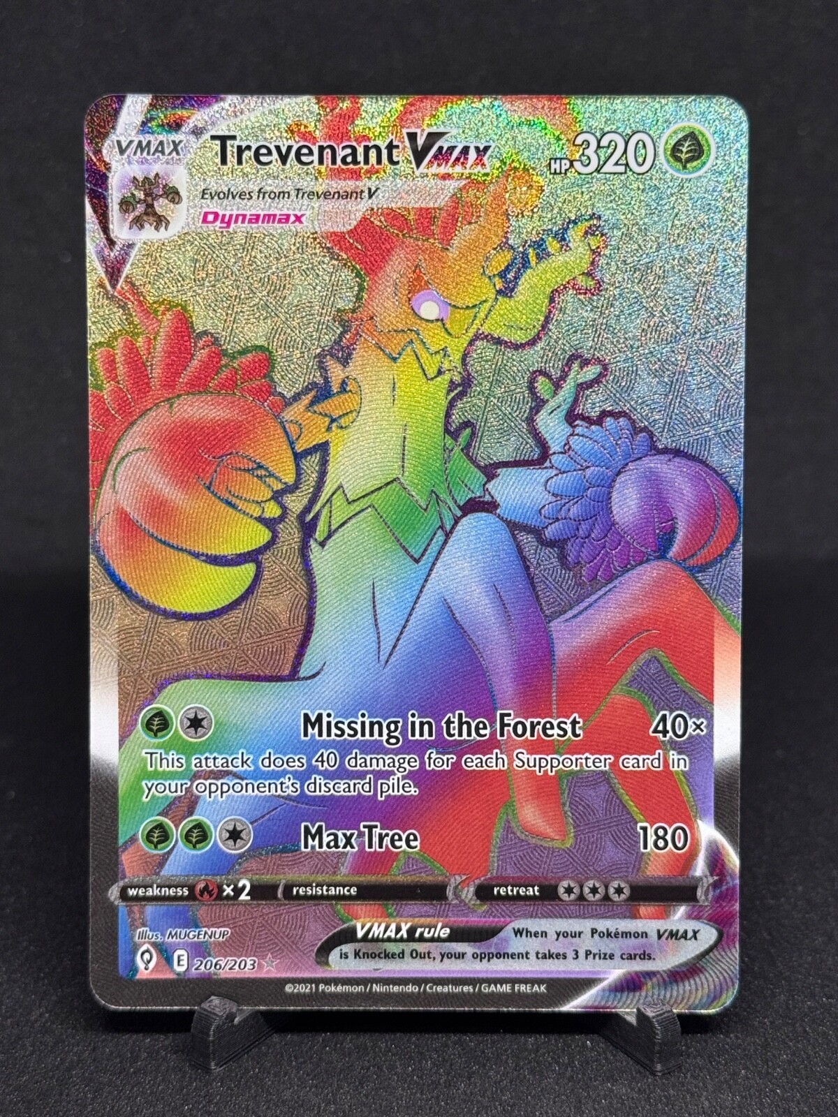 2021 Pokemon EN-Evolving Skies 206 Trevenant Vmax Hyper Rare Rainbow-NEAR MINT