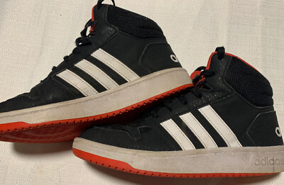 Adidas Hoops 2.0 Mid B75743 Black Basketball Boys Sneaker Shoes Lace Up Size 4.5