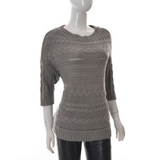 Mango ladies Womens Tunic Breaded Knitted Top 3/4 Sleeve size S Small Grey