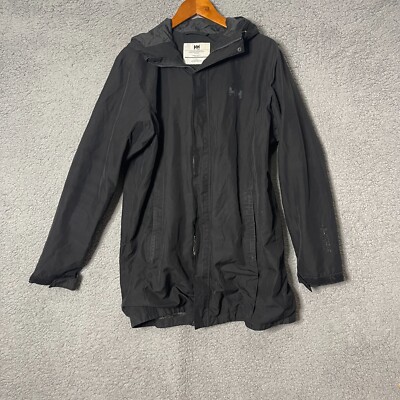 HELLY HANSEN HH Jacket Full Zip Coat Pockets Hood Size L Tattered Lining