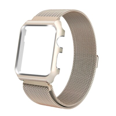 Apple Watch Milanaise Armband mit Aluminium Hülle iWatch Metall Case Strap Loop 