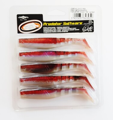 MIKADO ''FISHUNTER'' SOFT LURES, 5 &3 PCS. WHITE/RED/BLACK COLOUR (182) PREDATOR