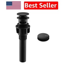 Matte Black Pop Up Bathroom Sink Drain with Overflow - Easy Install  Anti-Clog