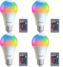 4 Pack RGB Color Changing Light Bulbs with Remote  RGBW LED Light Rgb-4p