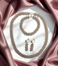 Victorian Etruscan Revival Cannetille Filigree Rosettes Unmarked 4 Pc Set